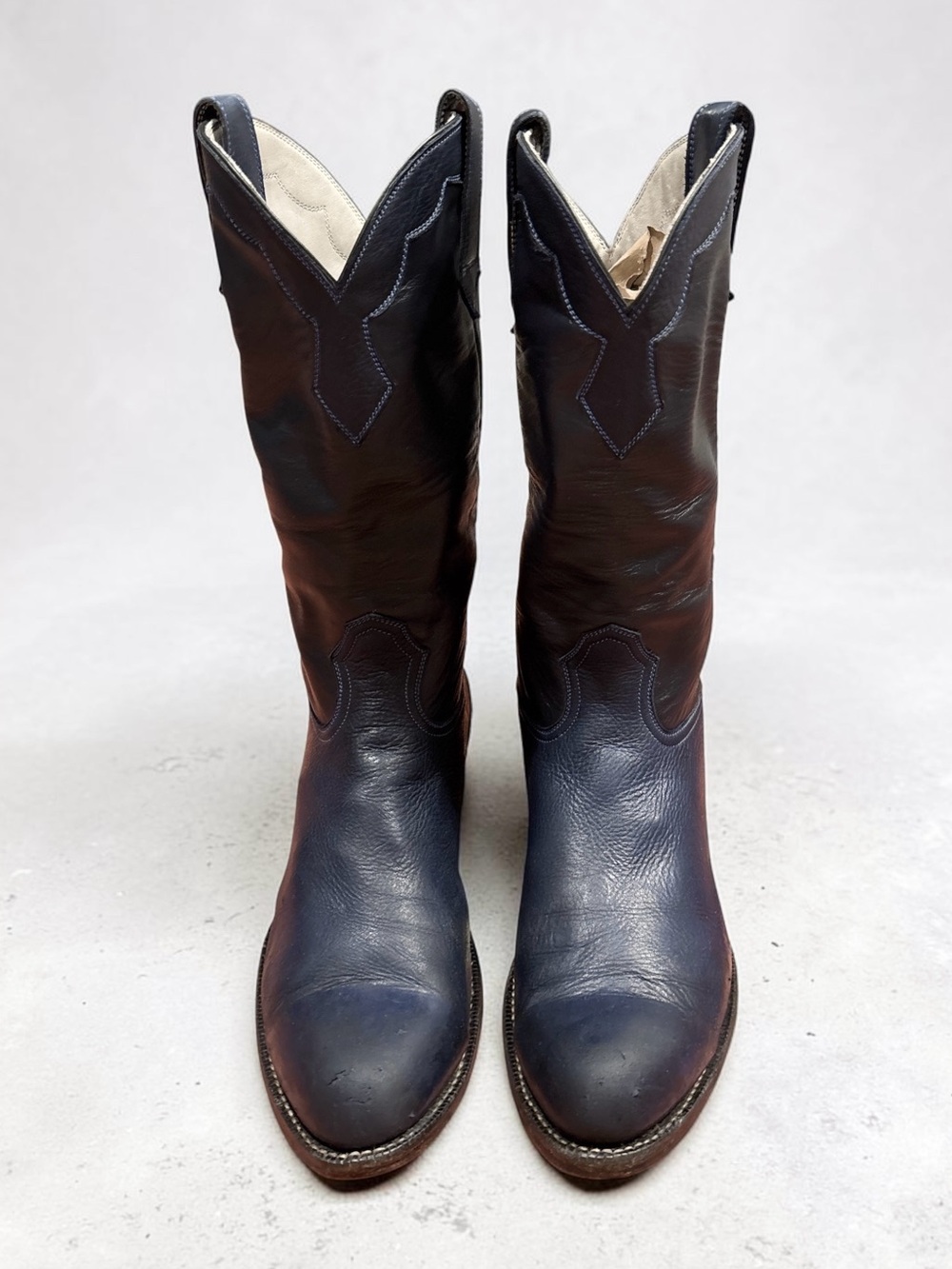 Vintage Stewart Boot Co. Handmade Leather Cowboy Boots Blue Mens 9.5 D Navy